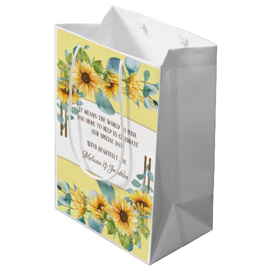 Sunflower Weddenschap of welkomstcadeau Medium Cadeauzakje (Achterkant Gekanteld)