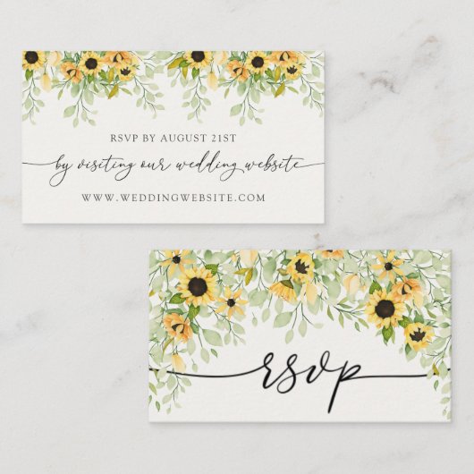 Sunflower Weddenschap RSVP Online Card Informatiekaartje (Voorkant / Achterkant)