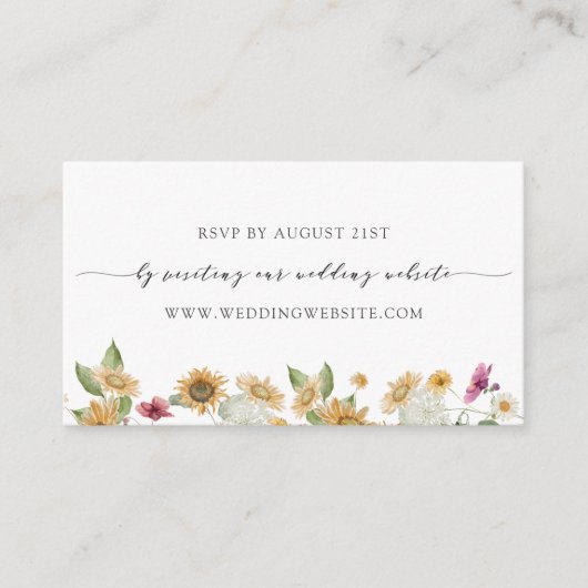 Sunflower Weddenschap RSVP Online Card Informatiekaartje (Voorkant)