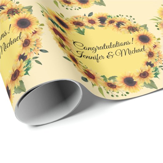 Sunflower Weddenschap Voeg Names Summer toe Cadeaupapier (Rol Hoek)