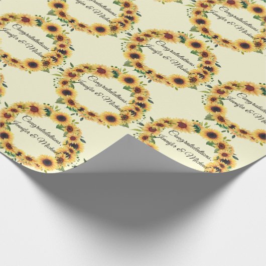 Sunflower Weddenschap Voeg Names Summer toe Cadeaupapier (Hoek)