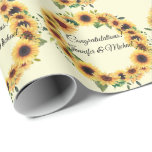 Sunflower Weddenschap Voeg Names Summer toe Cadeaupapier<br><div class="desc">Sunflower Wedding Gefeliciteerd Names Summer Wrapping Paper</div>