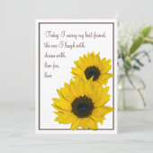 Sunflower Weddenschap White Brown Yellow Kaart (Staand voorkant)