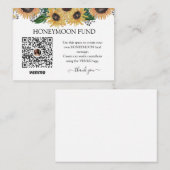 Sunflower Wedding Colors Honeymoon Fund Informatiekaartje (Voorkant / Achterkant)
