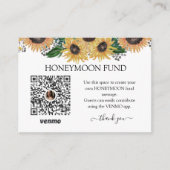 Sunflower Wedding Colors Honeymoon Fund Informatiekaartje (Voorkant)