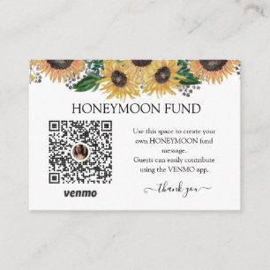 Sunflower Wedding Colors Honeymoon Fund Informatiekaartje