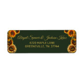Sunflower Wedding Forest Green en Gold Rustic Etiket (Voorkant)