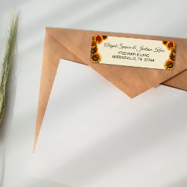 Sunflower Wedding Forest Green en Gold Rustic Etiket