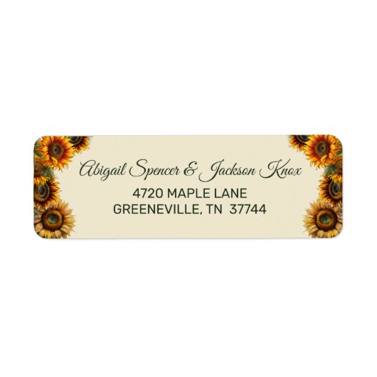 Sunflower Wedding Forest Green en Gold Rustic Etiket (Voorkant)