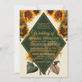 Sunflower Wedding Forest Green en Gold Rustic Kaart (Voorkant)