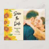 Sunflower Wedding Foto Save the Date Briefkaart (Voorkant)