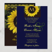 SUNFLOWER Wedding Invitation Kaart (Voorkant / Achterkant)
