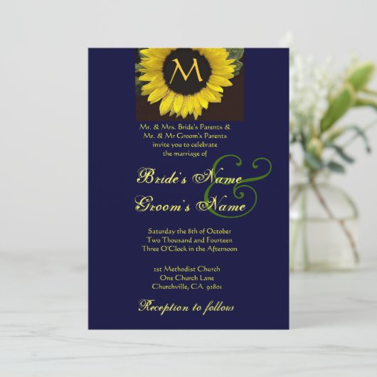 SUNFLOWER Wedding Invitation Kaart (Staand voorkant)