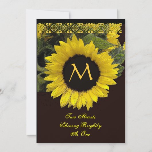 SUNFLOWER Wedding Invitation Kaart (Achterkant)