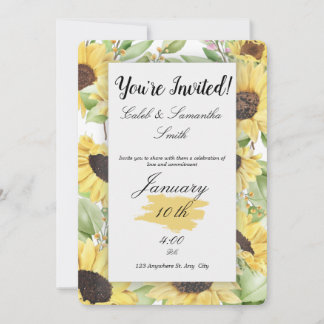 Sunflower Wedding Invitation Kaart