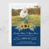 Sunflower Wedding Invitation met foto Kaart (Voorkant / Achterkant)