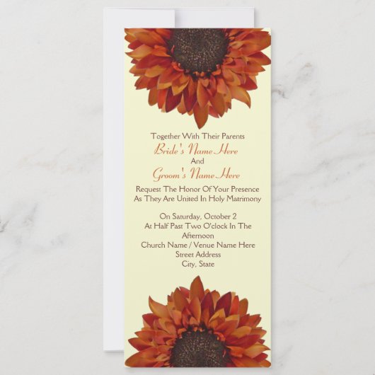 Sunflower Wedding Invite - Samen met ouders Kaart (Voorkant)