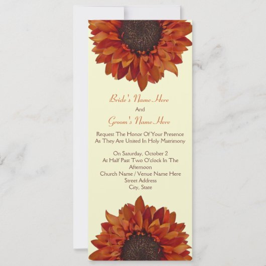 Sunflower Wedding Invite - Van Bride & Groom Kaart (Voorkant)