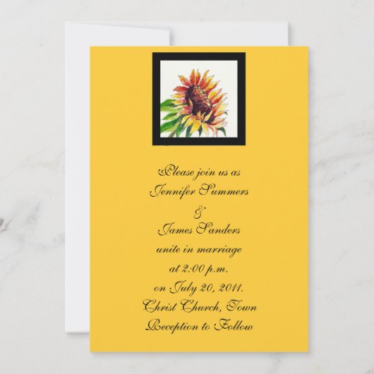 Sunflower Wedding Invitting Front Kaart (Achterkant)