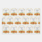 Sunflower Wedding Persoonlijke namen op Damask 3 Inpakpapier Vel (Voorkant 2)