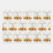 Sunflower Wedding Persoonlijke namen op Damask 3 Inpakpapier Vel (Voorkant)