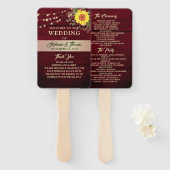 Sunflower Wedding Program Hand Fan Handwaaier (Voorkant en achterkant)