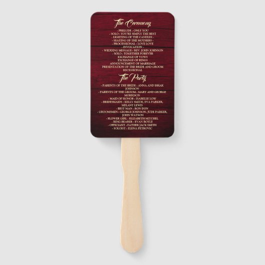 Sunflower Wedding Program Hand Fan Handwaaier (Achterkant)