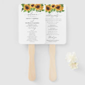 Sunflower Wedding Program Hand Fan Handwaaier (Voorkant en achterkant)