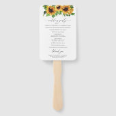 Sunflower Wedding Program Hand Fan Handwaaier (Achterkant)