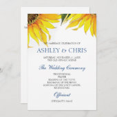 Sunflower Wedding Program Yellow Programmakaart (Voorkant / Achterkant)