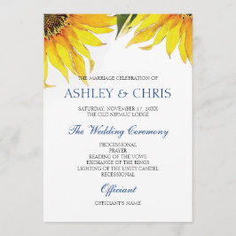 Sunflower Wedding Program Yellow Programmakaart