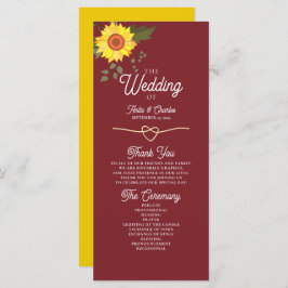 Sunflower Wedding Programme