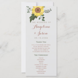 Sunflower Wedding Programme