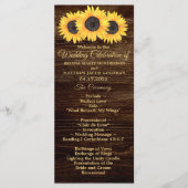 Sunflower Wedding Programme on Wood Country Floral Programmakaart (Voorkant)