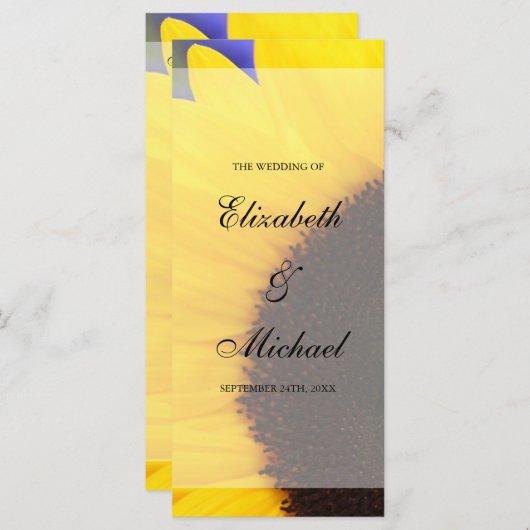 Sunflower Wedding Programme Programmakaart (Voorkant / Achterkant)