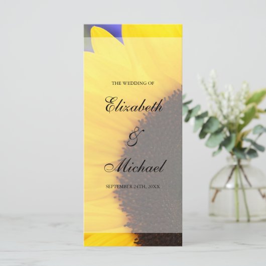 Sunflower Wedding Programme Programmakaart (Staand voorkant)
