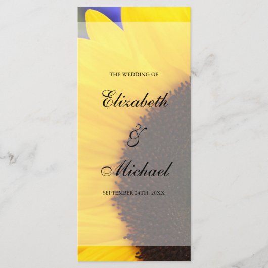 Sunflower Wedding Programme Programmakaart (Voorkant)