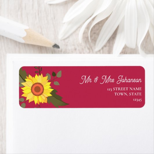 Sunflower Wedding Return-adres Etiket (Insitu)