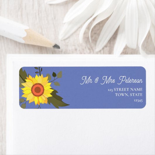 Sunflower Wedding Return-adres Etiket (Insitu)