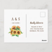 Sunflower Wedding RSVP Rustic Country Uitnodiging (Achterkant)