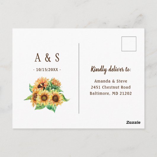 Sunflower Wedding RSVP Rustic Country Uitnodiging (Achterkant)