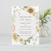 Sunflower Wedding Save the Date Invitation Kaart (Staand voorkant)