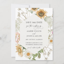 Sunflower Wedding Save the Date Invitation Kaart