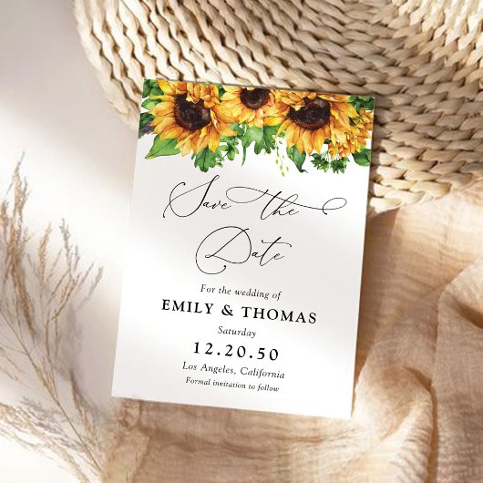 Sunflower Wedding Save the Date Kaart