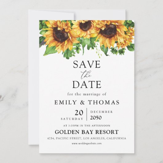 Sunflower Wedding Save the Date Kaart (Voorkant)