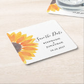 Sunflower Wedding Save the Date Kartonnen Onderzetters (Schuin)