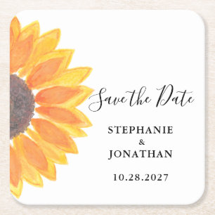 Sunflower Wedding Save the Date Kartonnen Onderzetters