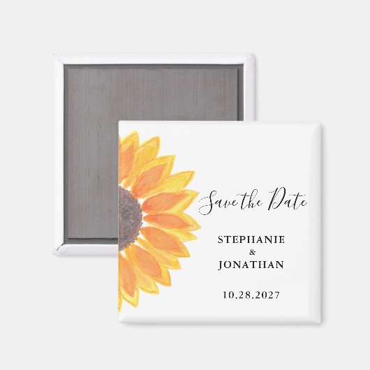 Sunflower Wedding Save the Date Magneet (Voorkant / Achterkant)