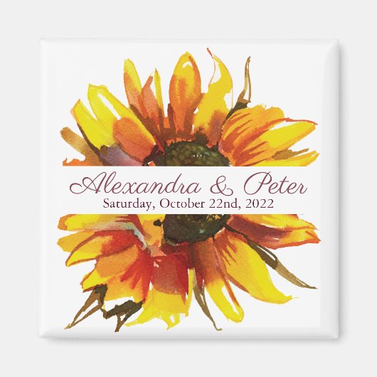 Sunflower Wedding Save the Date Magnet (Voorkant)
