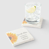 Sunflower Wedding Save the Date Stenen Onderzetter (Zijkant)